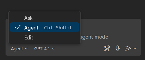 Agent mode dropdown option